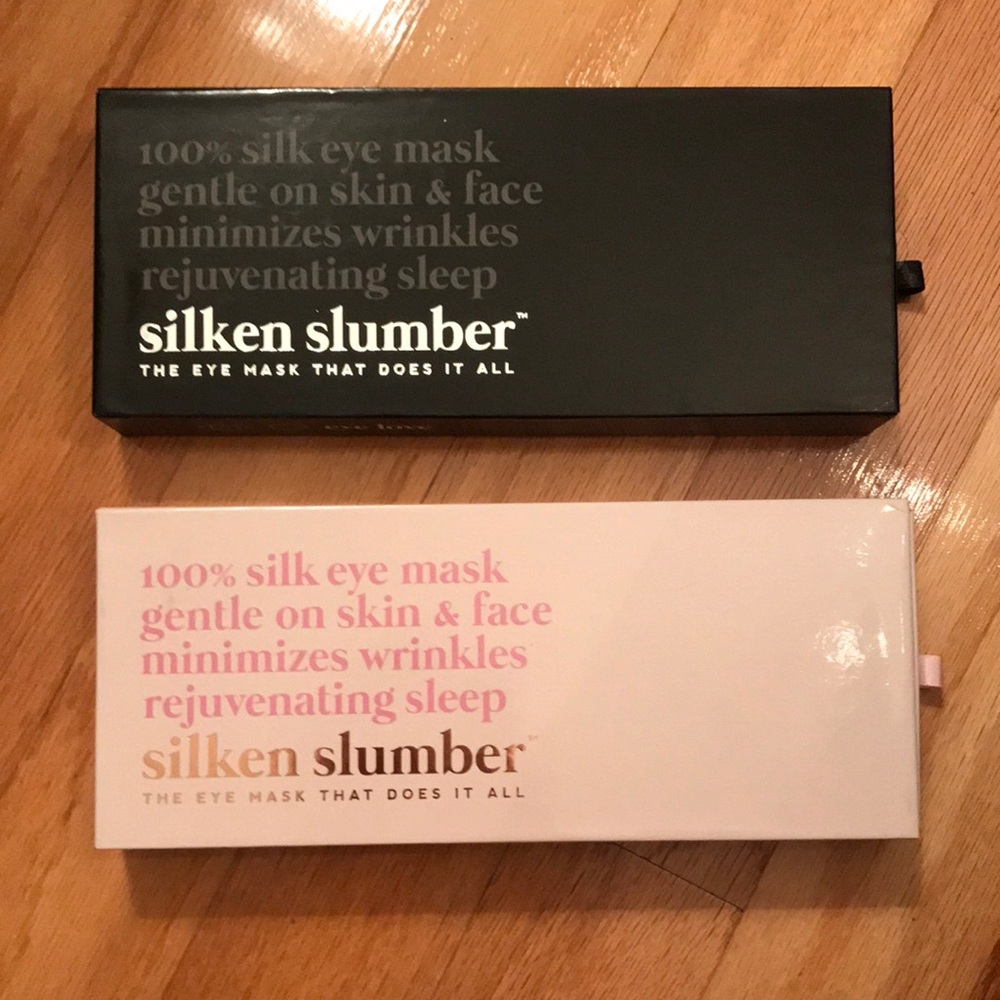 Silken Slumber 100% Silk Eye Masks - Set of 2 Black & Pink - Perfect for gifts!